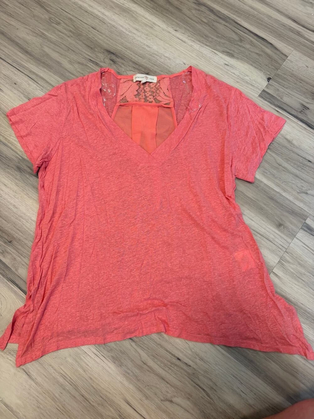 Penelope Rose Coral lace Peasant Boho Women's Top Size XL